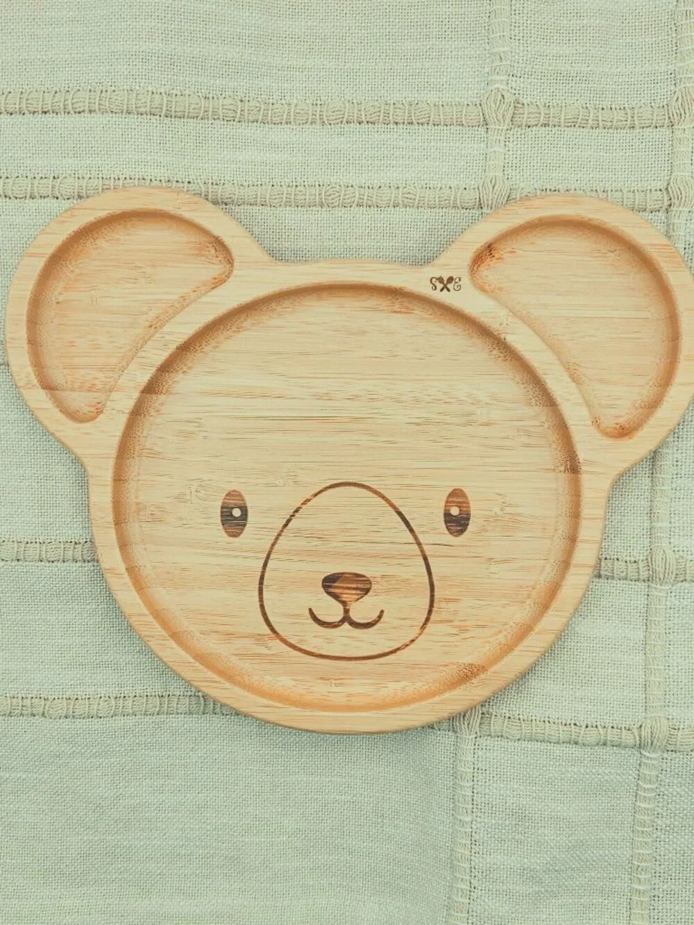 New! Bamboo Toddler Plate | Bear Plate with Gray & Pink Suction